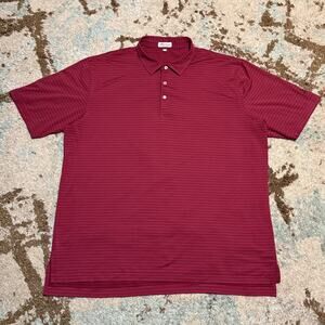 Peter Millar Summer Comfort Polo Shirt Size 2XL Burgundy Striped Golf